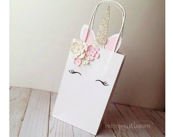 Unicorn bags, unicorn party, floral unicorn, unicorn favors, unicorn treat bags, unicorn treats, unicorn decoration (set of 10 boxes)