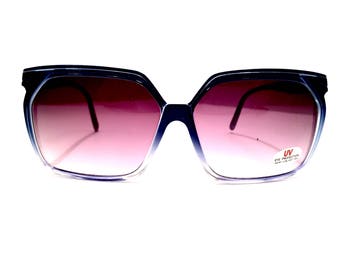 Hexagonal Sunglasses Oversized Sunglasses Vintage Eyeglasses Hexagon Frames Hexagonal Frame Mod Sunglasses Retro Blue