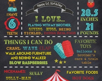Circus Themed Year in Review - Birthday - 16x20" Poster - Sign - DIGITAL FILE ONLY