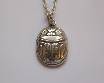 Vintage Egyptian Scarab Necklace Pendant, Egyptian Scarab Beetle Pendant