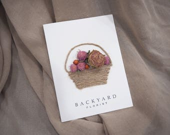 Greeting Card/Handmade Dried Flower Card with 'Flower Baskets' Design /Blank Card/ Birthday Card/ Invitation/ Wedding Card/Anniversary Card