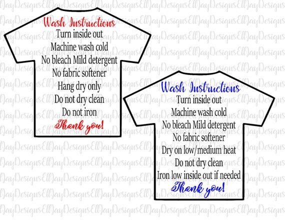 Download Shirt wash instructions svg HTV shirt care card care card