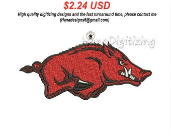Arkansas Razorbacks Logo Machine Embroidery Design 3 Sizes