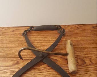 Vintage Ice Tongs and Hook