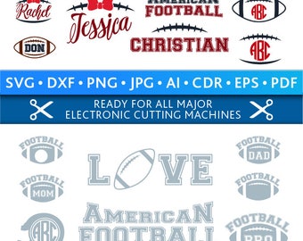 Football Svg Football Monogram Frames Svg Football Frames Svg Football Cut Files Silhouette Studio Cricut Svg Dxf Jpg Png Eps Pdf Ai Cdr
