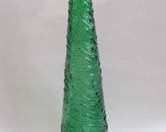 Stunning Empoli Waves Green Glass Vintage Decanter
