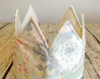 Nani Iro Fabric Kids Crown, Waldorf Crown, Birthday Crown, Play Crown, Dress Up Crown