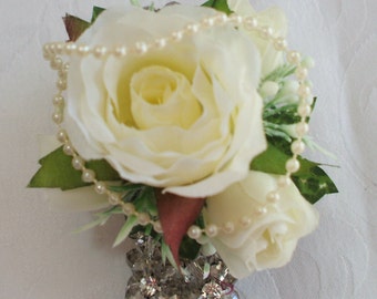 white rose wrist corsage. Wedding corsage bracelet