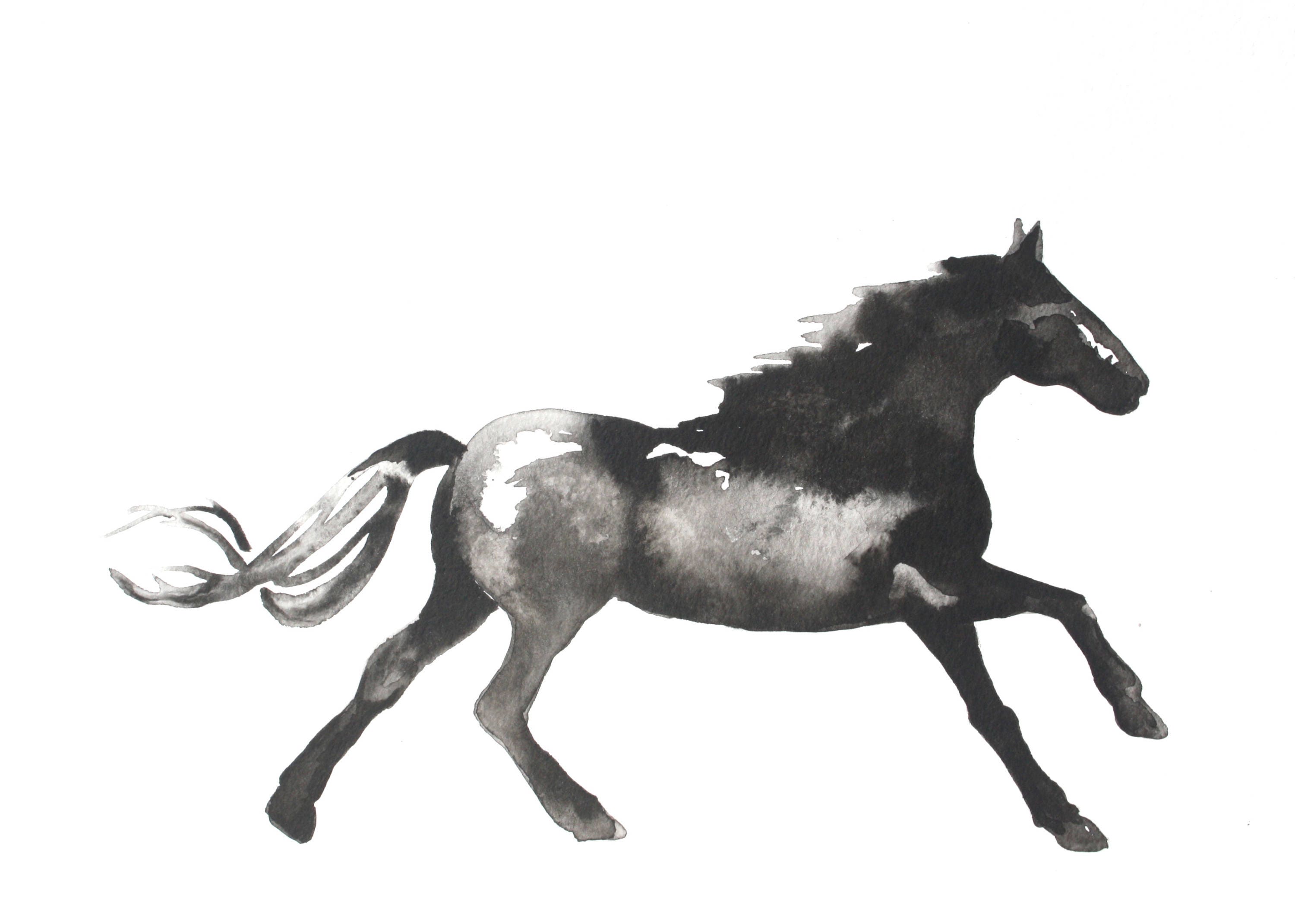 Horse Painting Wall Art Abstract Horse Print Black and White