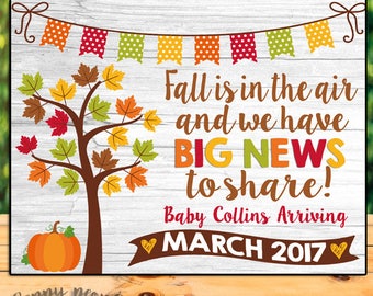 Fall Pregnancy Announcement Chalkboard, Fall Pregnancy Announcement Sign, Fall Baby Announcement, Fall Is In The Air, Pumpkin Pregnancy Sign