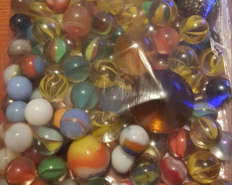 Lot of 105 vintage marbles, antique marbles, vintage games, collectible marbles, marble collection, glass marbles, hand made marbles