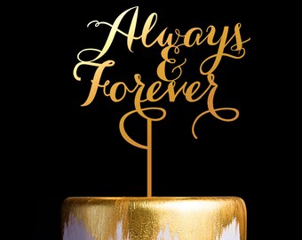 Always & Forever Rhinestone Cake Topper - Silver, Bridal Shower & Wedding Decoration - Ella Celebration