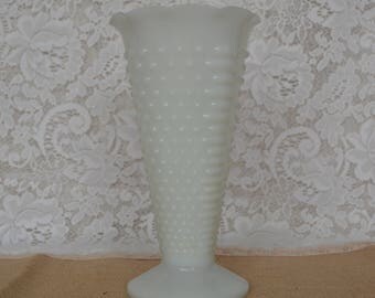 Anchor Hocking Hobnail Pattern Milk Glass Vase