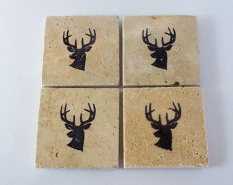 Deer Gifts | Square Coasters | Deer Coasters | Hunting Gift | Stone Coaster | Rustic Home Decor | Rustic Coasters | Gift For The Home