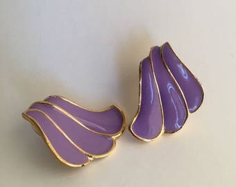 Purple & Gold Vintage Wave Earrings