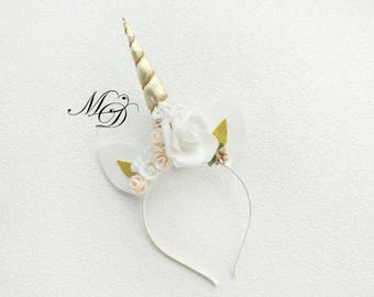 Gold Unicorn headband Unicorn party Unicorn birthday party Unicorn Gold party Unicorn birthday Unicorn Baby headband Unicorn Horn Headband