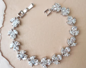 Crystal Wedding Bracelet Bridal Crystal Bracelet Grade AAA Art Deco Wedding Jewelry Cubic Zirconia Old Hollywood Gatsby Statement ROXY Cuff