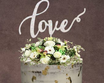 Love Cake Topper ~ Wedding Cake Topper ~ Engagement Cake Topper ~ Gold Cake Topper ~ Love