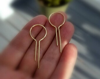 Balance Earrings, Brass Hoops, Zen Jewelry, Yoga Jewelry, Yogi, Minimalist Earrings, Balance Jewelry, Gold Brass, Modern, Chic, Bar Earrings
