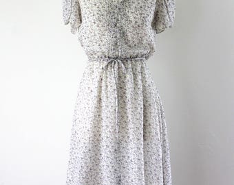1980s Sheer Floral Dress