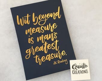 JK Rowling, Ravenclaw Quote - Gold and Dark Blue, Watercolor Print 5x7