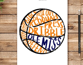 Basketball - - OLE MISS scribble BASKETBALL, Digital Cut Files