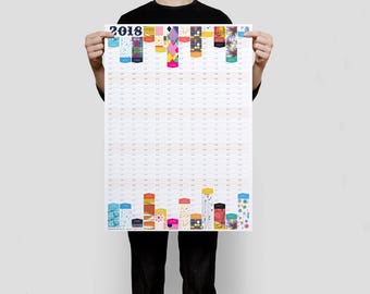 Organizzatore di anno, 2018 parete Planner, calendario da parete, Business Planner, calendario moderno, 2018 Planner