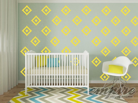 Southwestern Diamond Pattern Wall Decal, Diamond Pattern wall vinyl