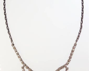 Lovely Vintage Leo Glass Clear Rhinestone Formal Dressy Wedding/Prom Necklace