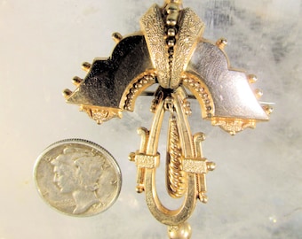 Exquisitely Detailed Victorian Rolled Gold Hollow Ware Brooch with C-Clasp, Cut Details, Stunning Piece!