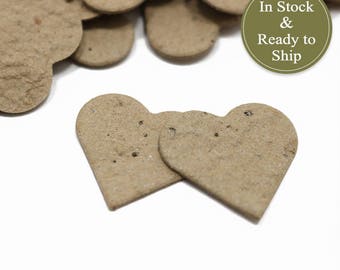 Recycled Kraft Plantable Seed Paper Confetti Hearts - READY-TO-SHIP - Eco-Friendly, Wedding Favors, Bridal Shower Favors & Baby Shower Favor