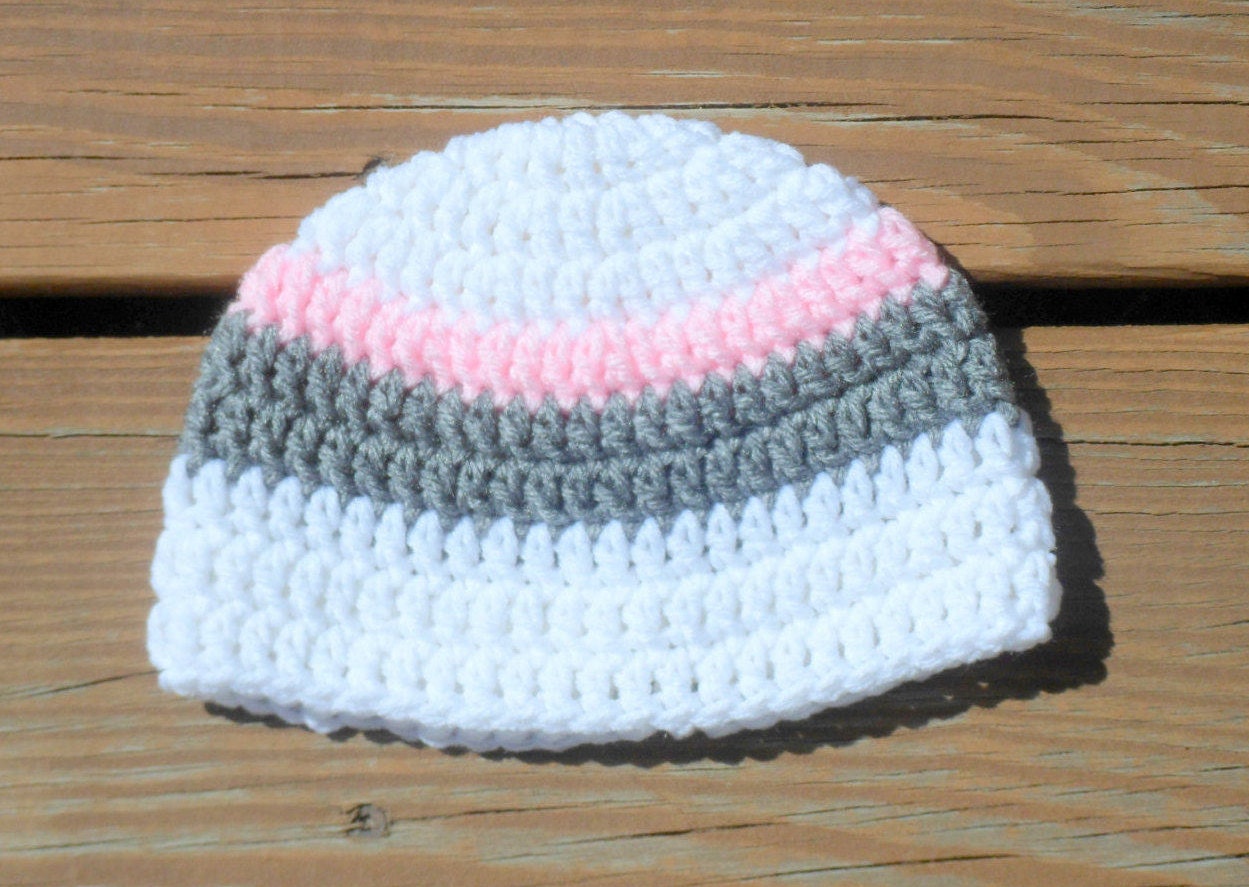 Striped Girly Hat Baby Girl Hat Infant Crochet Item Etsy