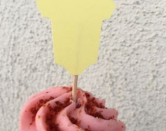 Yellow Onesie Cupcake Topper. 20 pieces
