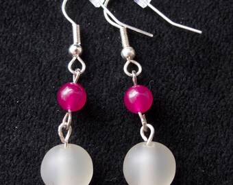 White & Pink dangle earrings