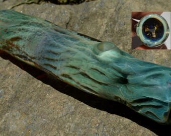 Glass Ice Pinch Chillum Pipe in Honeycomb Roots - Handblown