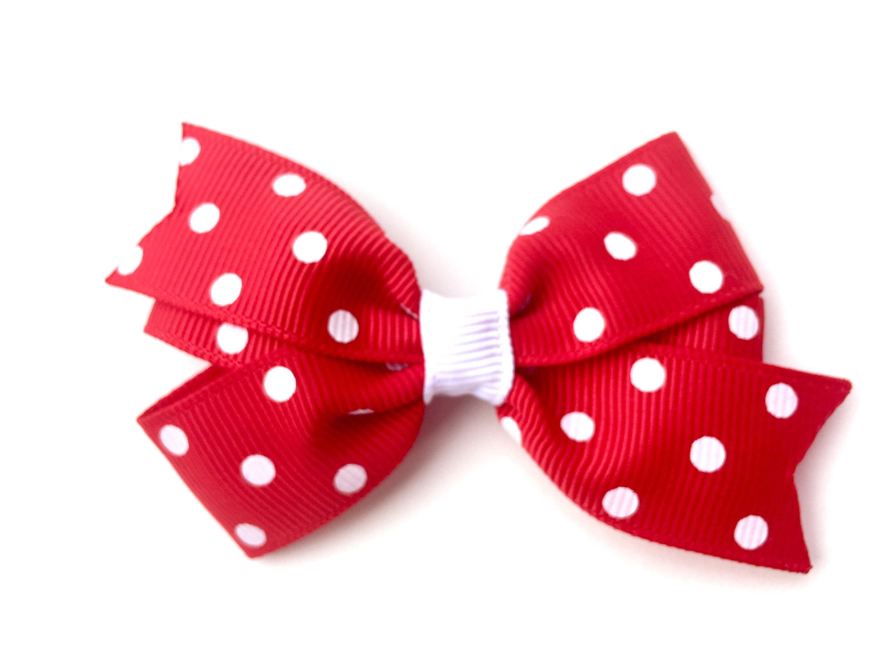 Red polka dot hair bow red & white bow toddler bow 3 inch