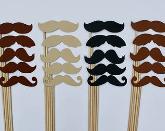20 Mustaches on sticks - Mustache Photo Props - 4 Assortments of colors for your next Photo Booth event