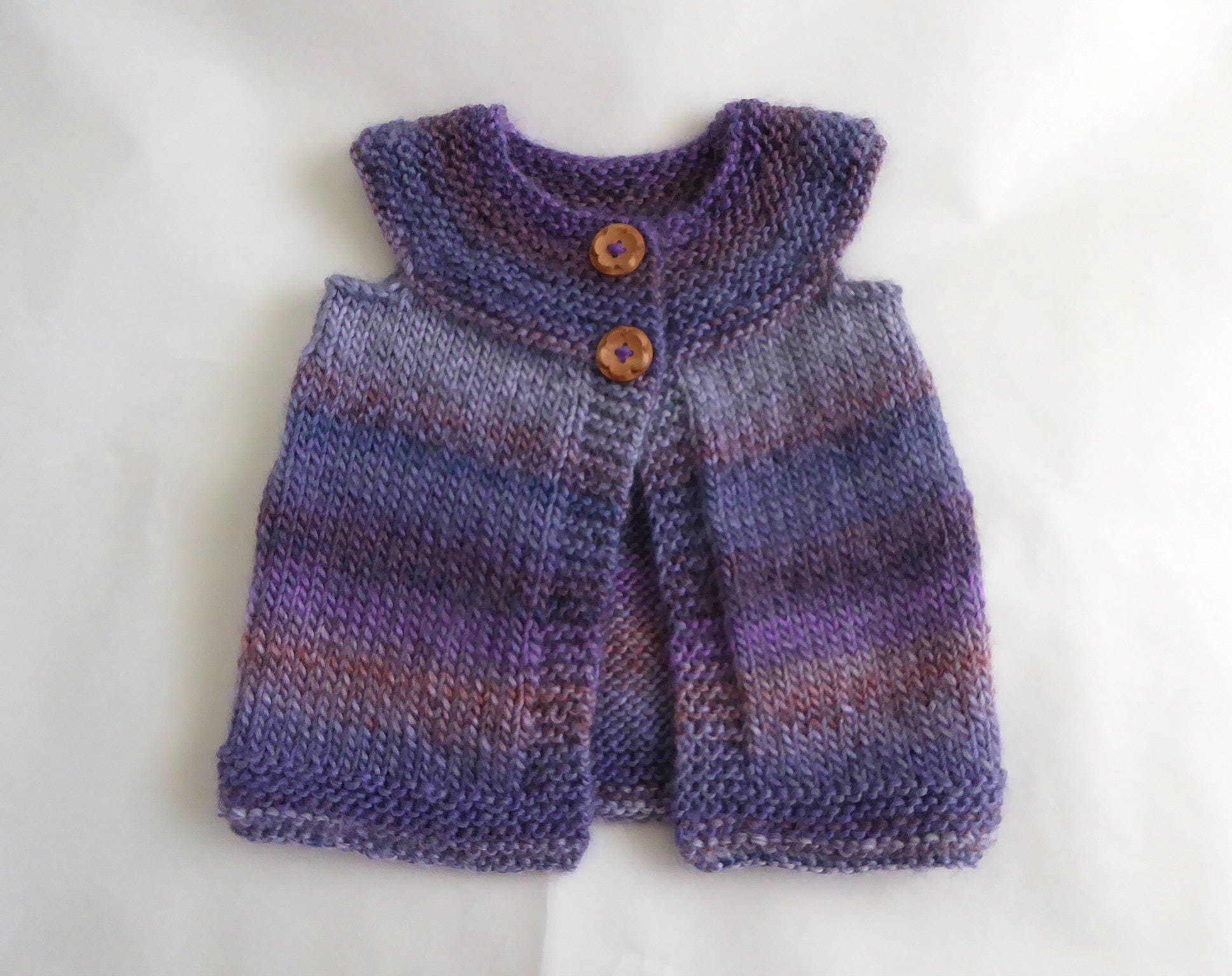 Knitted layering cardigan, girl 6 - 12 months, hand knit purple ...