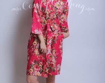 Cotton Robes For Bridesmaids, Custom Robe, Sexy Robe, Bridal Pink Robes, Monogram Bridesmaid Dress, Bridal Shower Gift, Delivery Gown