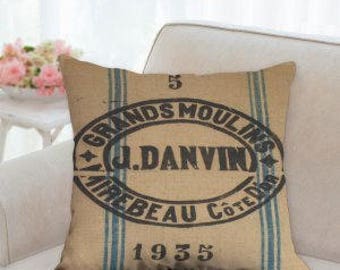 Grain Sack Designer Pillow (not real grain sack)