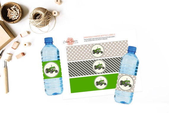 Green Vintage Tractor Bash Milk, Soda or Water Bottle Labels - Deere John - INSTANT Download Il_570xn