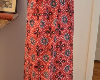 Vintage Simar red black Batik maxi dress S / M small medium ethnic tribal