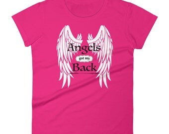 Angels Got My Back T-Shirt, Angel Tshirt, Angel Wings Clothing, Prayer Tshirt, Religious Tshirt, Women's short sleeve t-shirt, Angels,