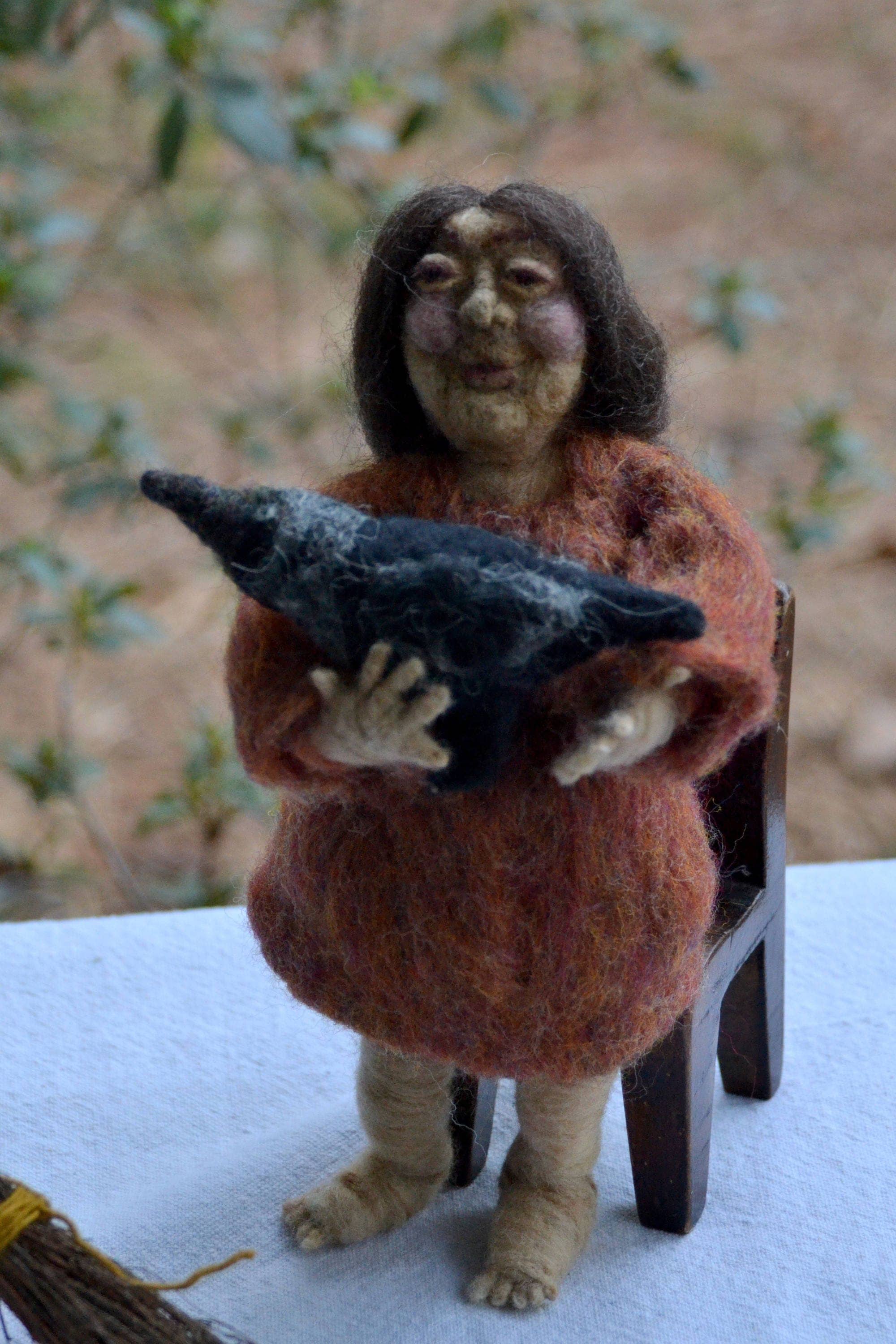 Felted Hedge Witch Kitchen Witch Needle Felted