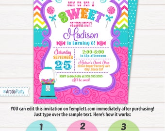 Candyland Invitations - Candy land Birthday Invitation - Candy Invitations - Cupcake Birthday - Cupcake Invitation - INSTANT ACCESS!