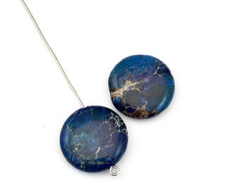 2 aqua terra jasper stone beads 20mm #PP 076