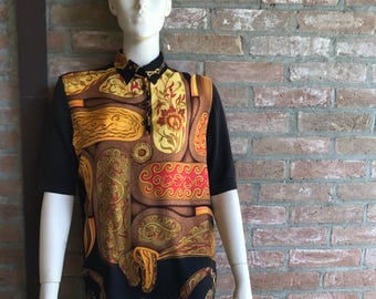 Hermes polo shirt, silk cotton and cachemire, pre-loved, ue M size