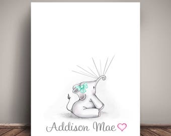 Pink Elephant Baby Shower Guest Book PRINTABLE Elephant