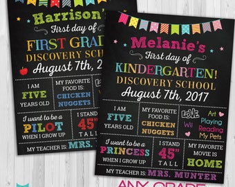 Back to School sign, First day of school sign, 1st day of school chalkboard , Back to School sign printable, First day of kindergarten Sign