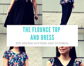 Circle Flounce Dress PDF Sewing Pattern nb-5t or 6-14 and